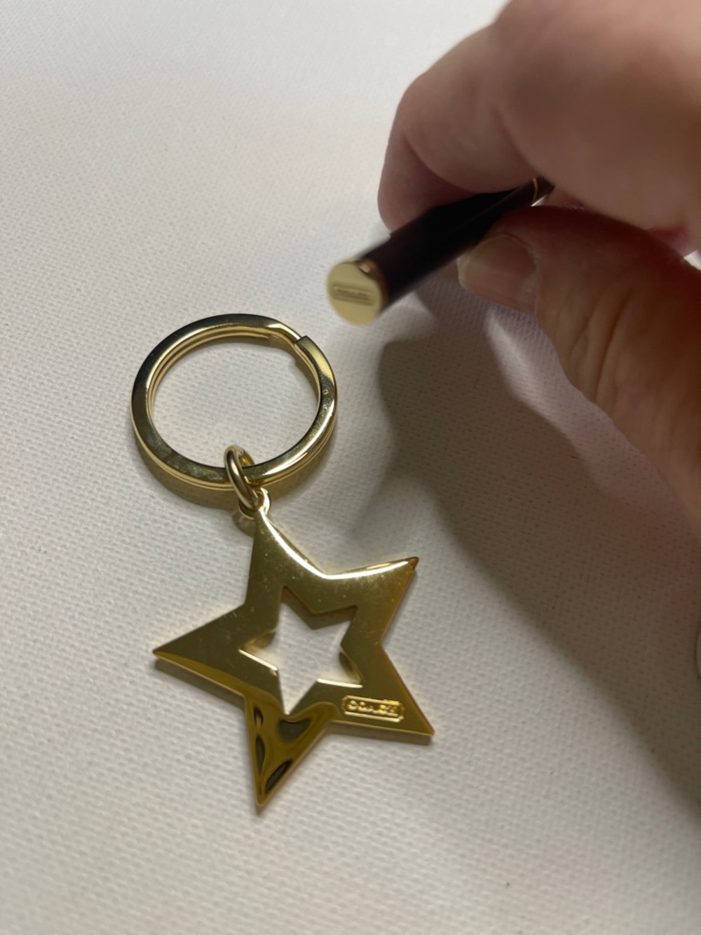 Coach Gold Star Crystal Keychain with Black Coach Pen - Picture 5 of 7